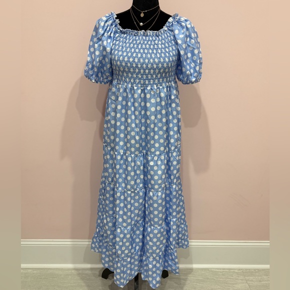 Polka  Dot, Light Blue Dress - Picture 5 of 11